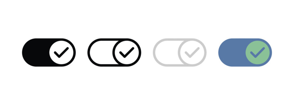 Four toggle switch icons with check marks in different colors