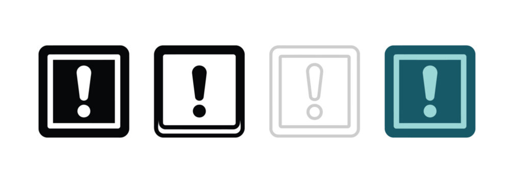 Four warning icons with different colored borders and transparent background