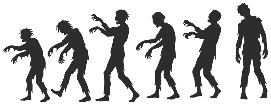 Silhouette of zombies walking