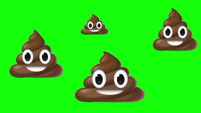 Feces icon animation on green screen background