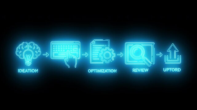 Business Workflow Optimization and Performance Review Neon Icon
