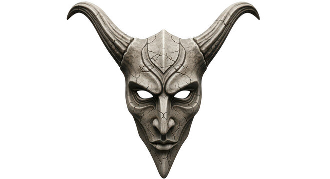 Demon mask with horns isolated on transparent background