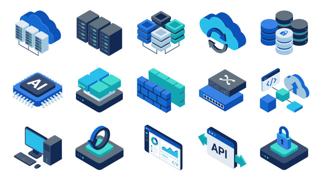 Isometric Technology Icons Set for Digital Concepts.