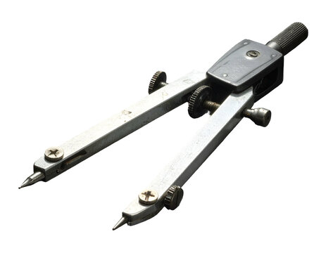 Precision drafting compass isolated on a black background for engineering design