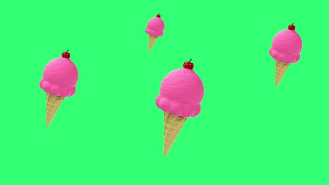 Icecream 3d animation on green screen.