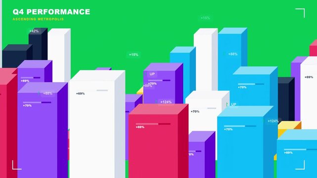 Abstract 3D Bar Chart Growing Financial Data Visualization