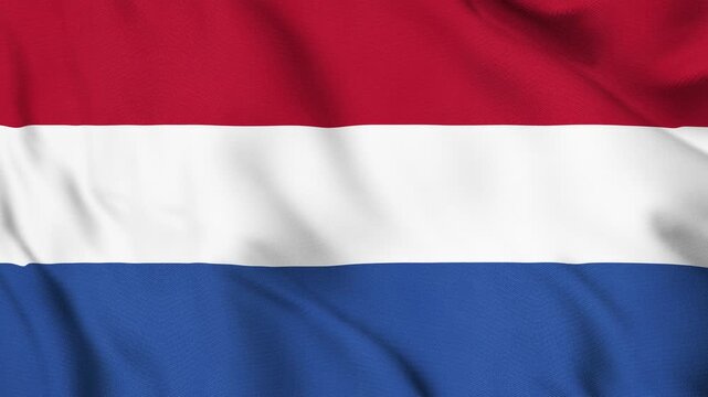 Caribbean Netherlands National Flag Waving in Wind with Realistic Fabric Texture, Seamless Loop Animation 4K