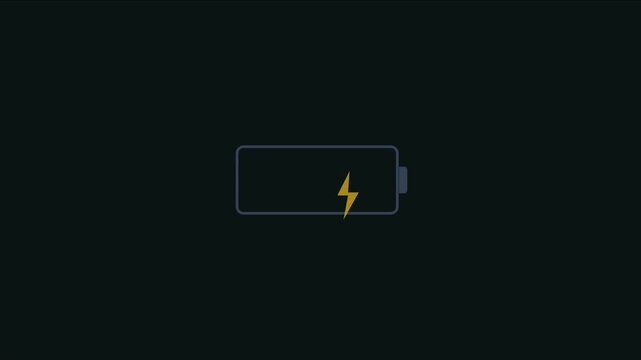 Battery draining animation: digital power level depleting on dark 4k background, depletion energy