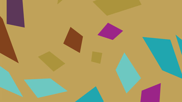 Modern abstract background featuring randomized tilted diamonds and geometric rhomboid shapes in earthy tones for stylish interior design wallpaper.