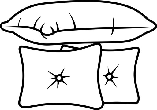 Una l&iacute;nea simple en blanco y negro que presenta una pila de tres almohadas decorativas para la decoraci&oacute;n del hogar