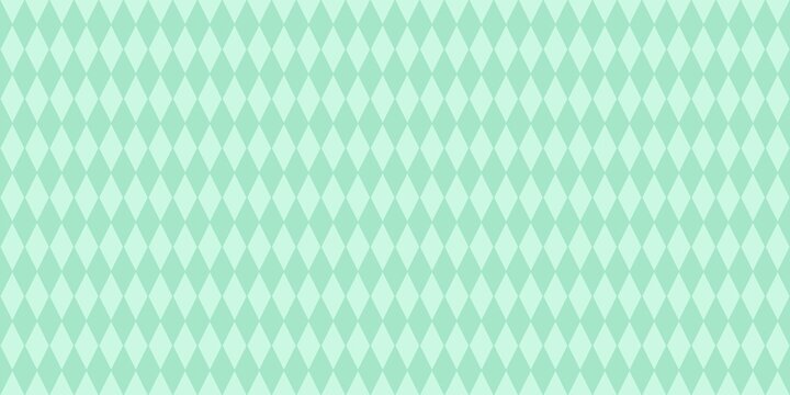 Mint green and light teal argyle pattern. Classic green diamond background. seamless repeating harlequin backdrop.
