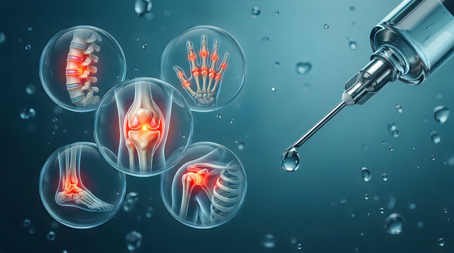 Medical syringe with medicine injection for joint pain relief and inflammation treatment