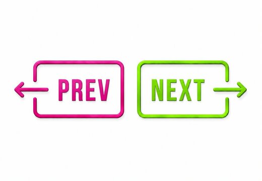 Bright retro prev next navigation buttons with arrows