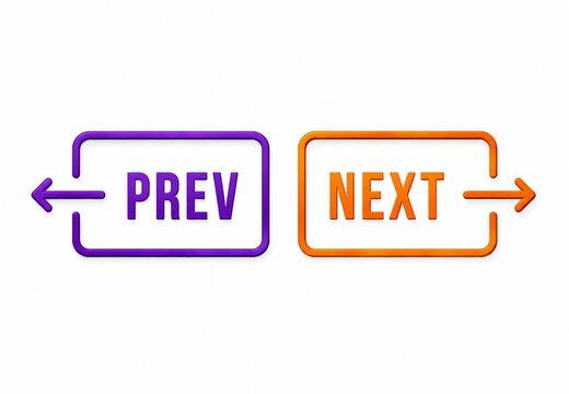 Neon glowing prev next navigation buttons with arrows