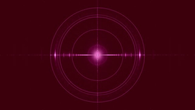 majestic purple radar scanner graphic with glowing core and concentric rings - futuristic tech, digital interface