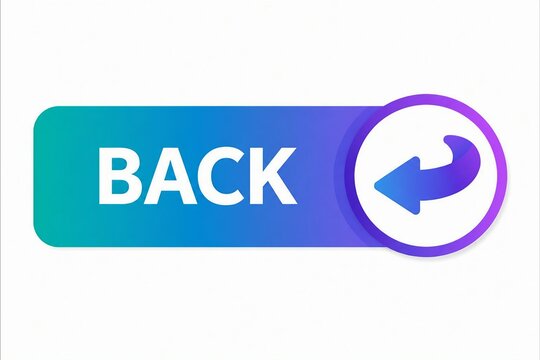 Modern back button with arrow icon on gradient background