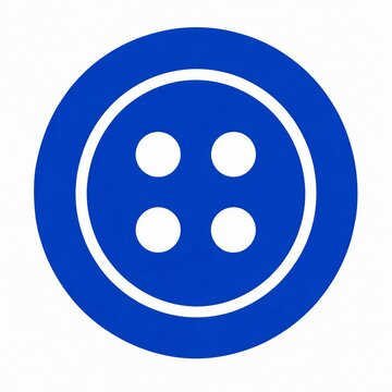 Smiley face icon with three white circles on blue background