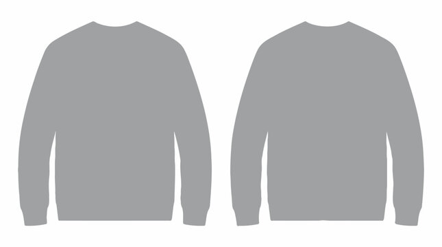 Blank Gray Crewneck Sweatshirt Vector Mockup Front and Back View for Apparel Design Branding