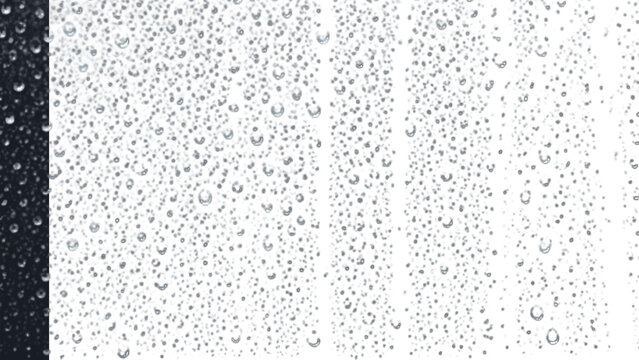Rain water drops glass dense rainy overlay on png transparent background with realistic water droplet texture for design composition and mockup