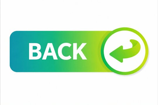 Modern back button with arrow icon on gradient blue green background
