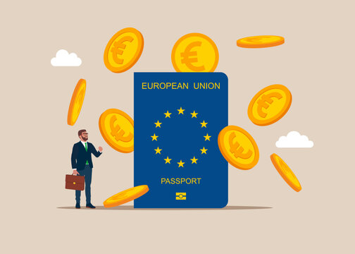 Sale and purchase passport European Union countries. Flat vector illustration