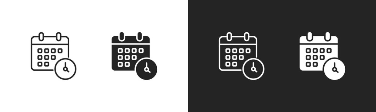 Schedule Icon. Set of icons in Two-tone background. Black and white collection.