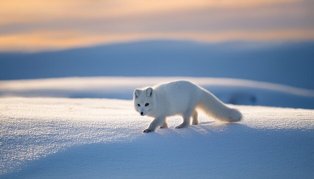 Arctic Fox Gracefully Dancing Across Snowy Landscape Blending With Frosty Horizon Arctic Fox Snowy Landscape Frosty