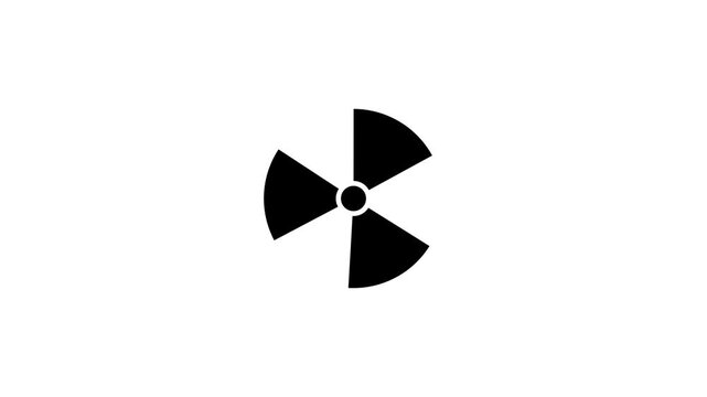 Radiation Alert Icon Pulse Animation. Radiation icon button animation with black color.Radiation icon button animation with black background.