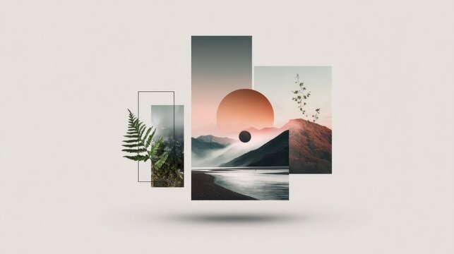Modern abstract nature design with layered elements