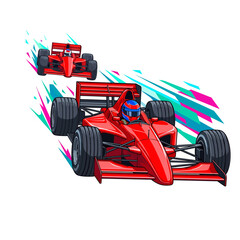 Obraz premium formula one race car speeding away on track