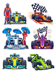 Obraz premium formula one race car speeding away on track