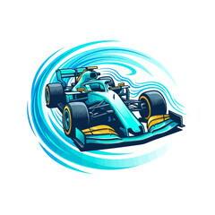 Obraz premium formula one race car speeding away on track