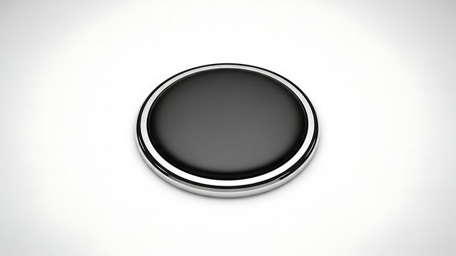 A black and silver oval shaped object on a white background