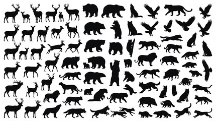 Fototapeta premium 100 Hunting Wildlife Animal Silhouettes | Black Outdoor Image Collection