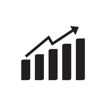 Black bar chart icon showing financial growth and success