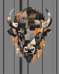 stylish abstract art style prnt with  Bizo head © whitehoune
