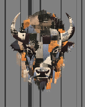 stylish abstract art style prnt with  Bizo head