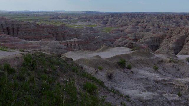 Overlook of dramatic formations at Badlands National Park