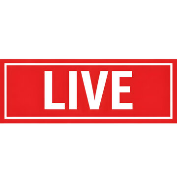 Red live streaming button with bold text