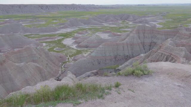 Jagged rock formations at Badlands National Park
