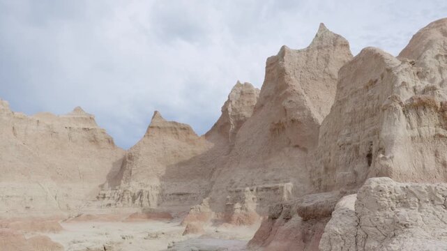 Jagged rock formations at Badlands National Park