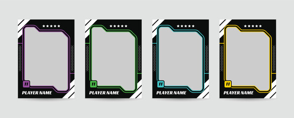 Fototapeta premium Trading card template design for sports, picture frame for player performance, photo frame or border collection for hockey, basketball and football player, sports flyer design, template eps 10.