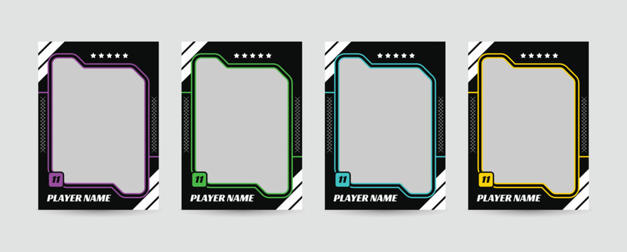 Trading card template design for sports, picture frame for player performance, photo frame or border collection for hockey, basketball and football player, sports flyer design, template eps 10.