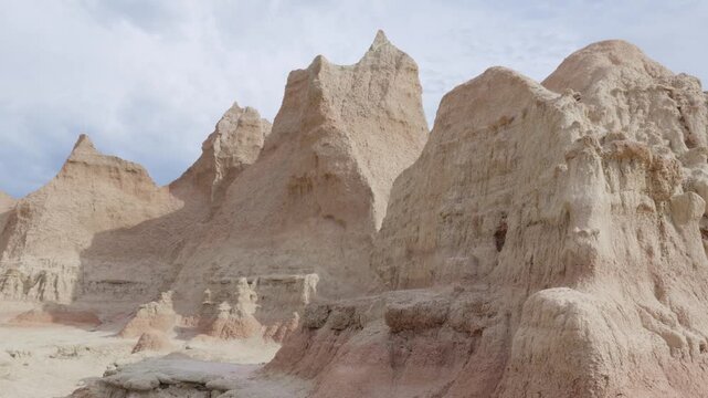 Jagged rock formations at Badlands National Park