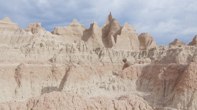 Jagged rock formations at Badlands National Park