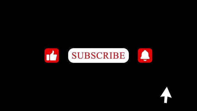 Animated red subscribe button with bell notification icon. Perfect YouTube overlay for content creators, streams, reels and video editing & 4k animation.
