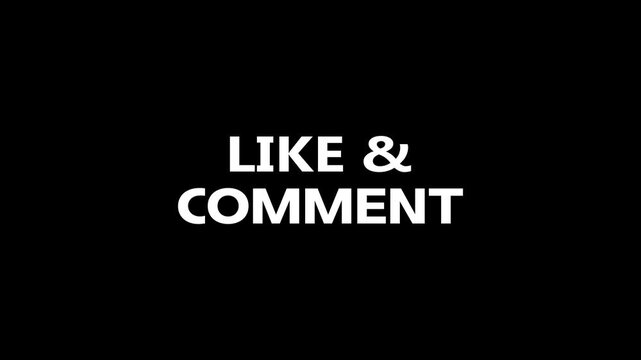 Animated like and comment text social media call to action overlay title graphic element for using video blogs & 4k animation.