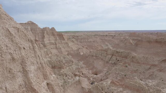 Jagged rock formations at Badlands National Park