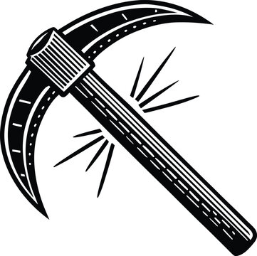 Black and white mining pickaxe illustration