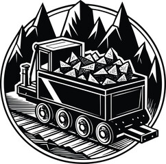 Naklejka premium Vintage train carrying logs through forest